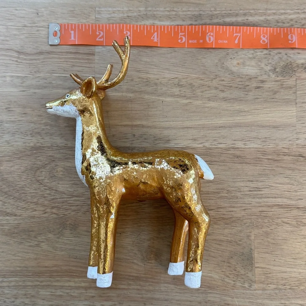 Wondershop gold and white painted ceramic reindeer Christmas figurine decorative